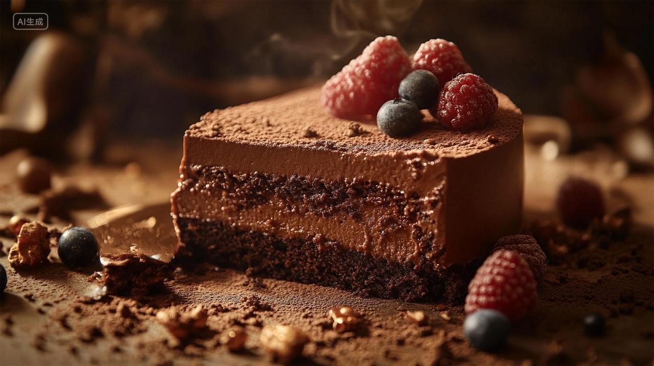 切开的巧克力蛋糕