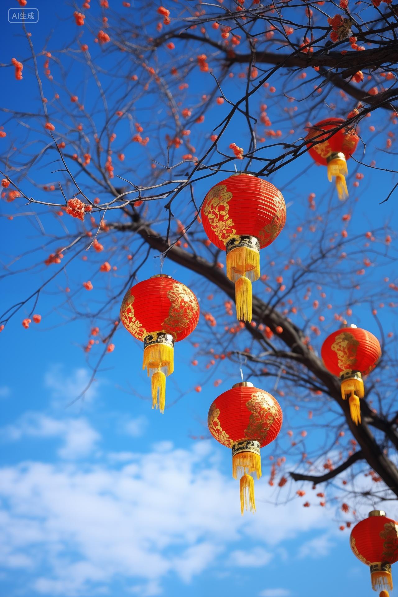 新年红灯笼中国结春节喜庆节日