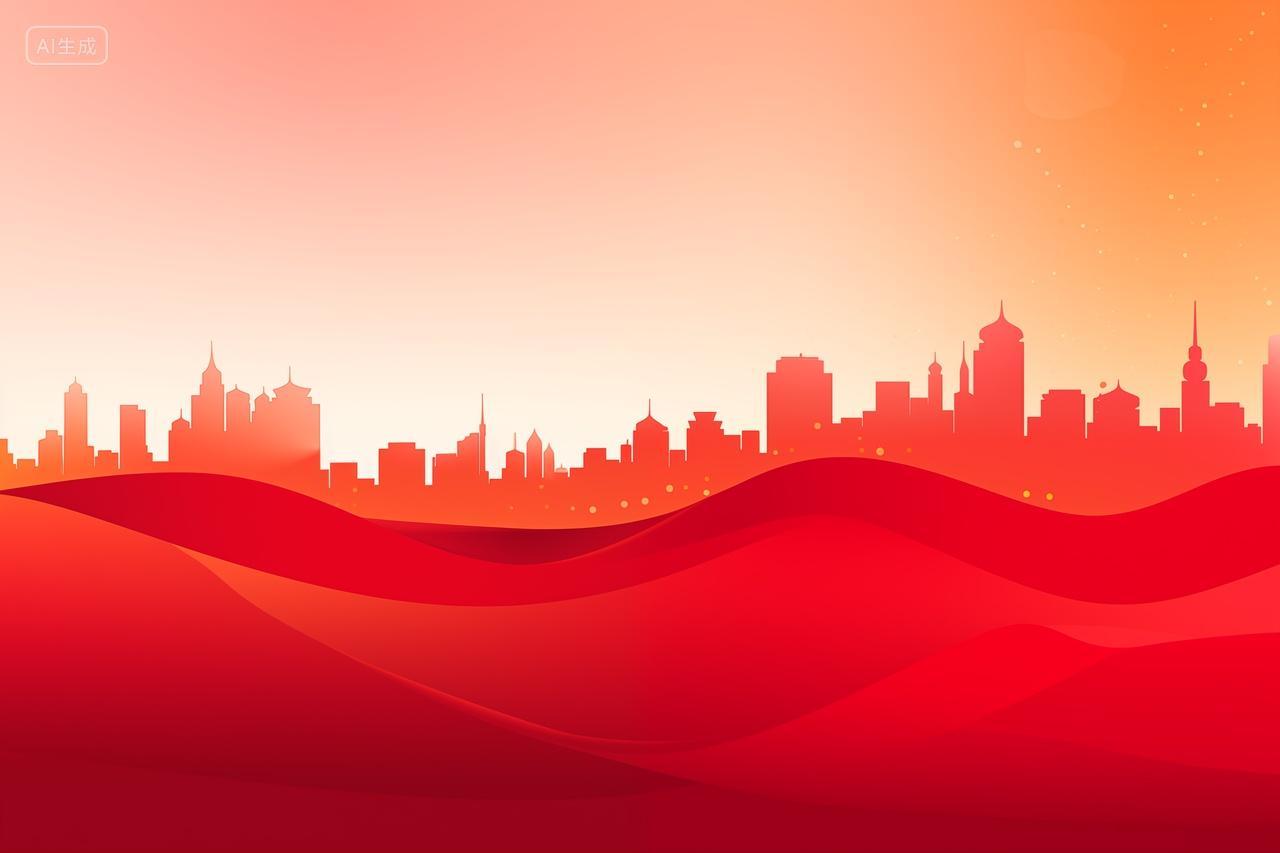 红色背景红色城市剪影创意设计元素壁纸