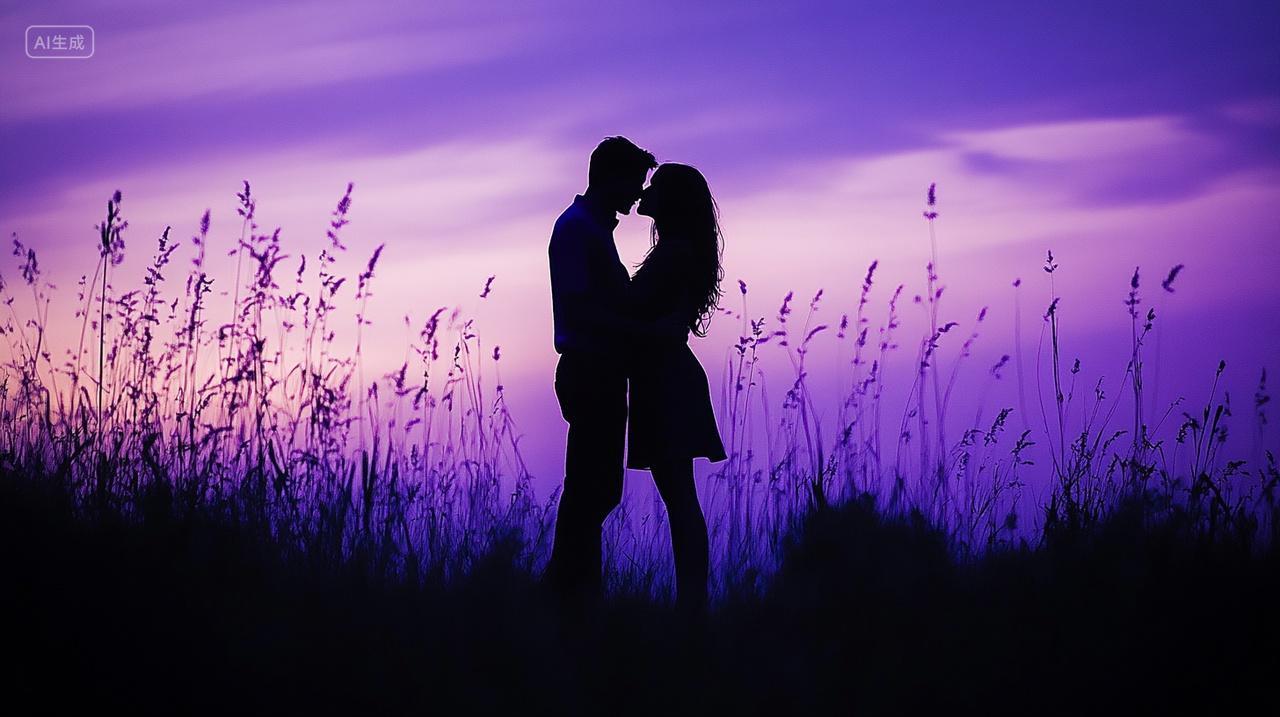 情侣亲吻剪影七夕情人节520