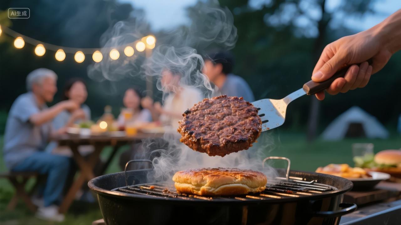 端午节户外烧烤派对家庭聚会生活背景图