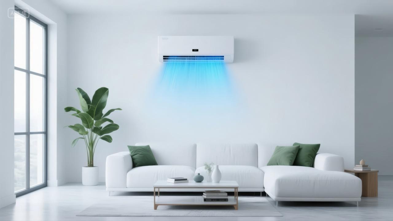 夏季智能家居空调客厅室内设计产品背景