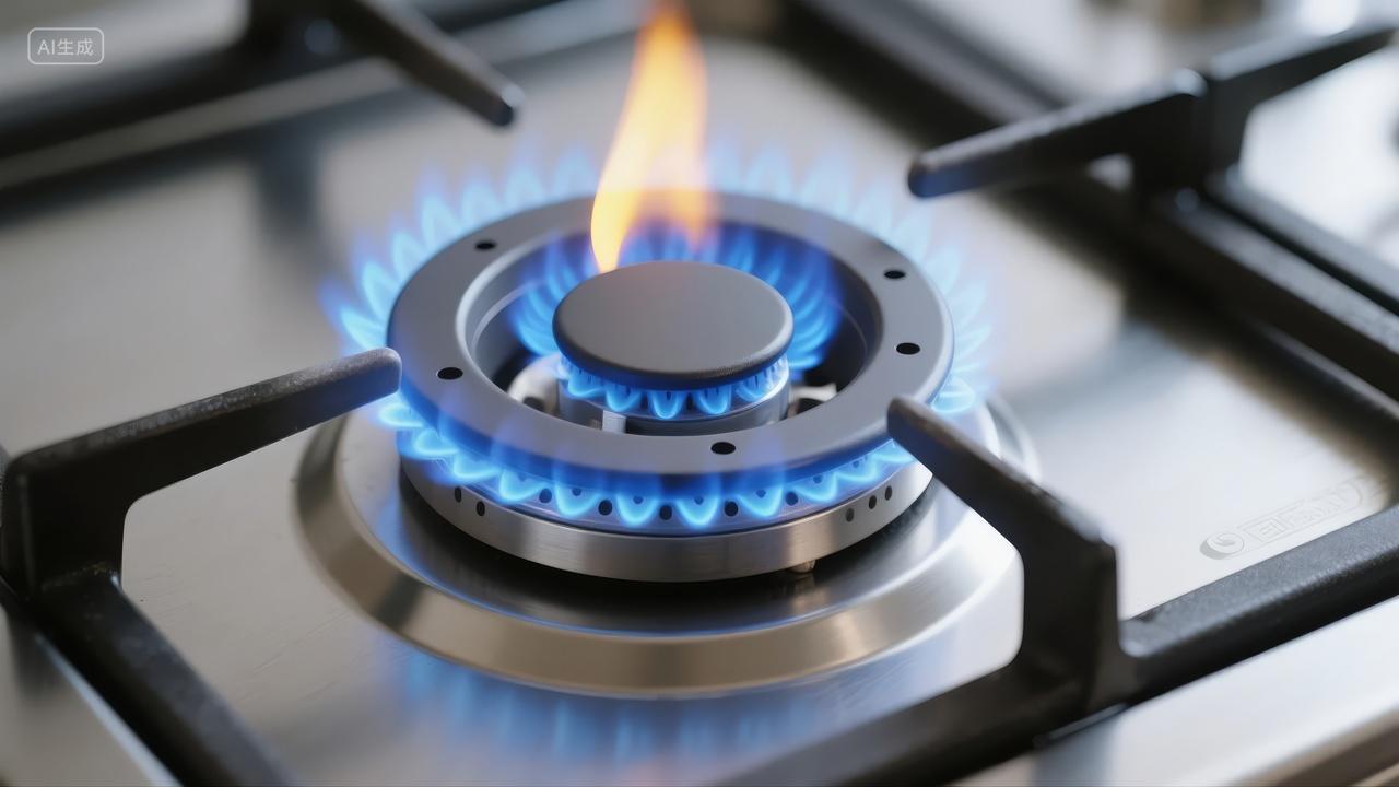 燃气灶火焰能源节约厨房生活安全背景图