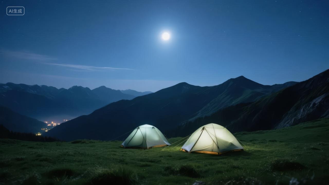 夏至小暑节气星空露营帐篷夜晚户外探险背景