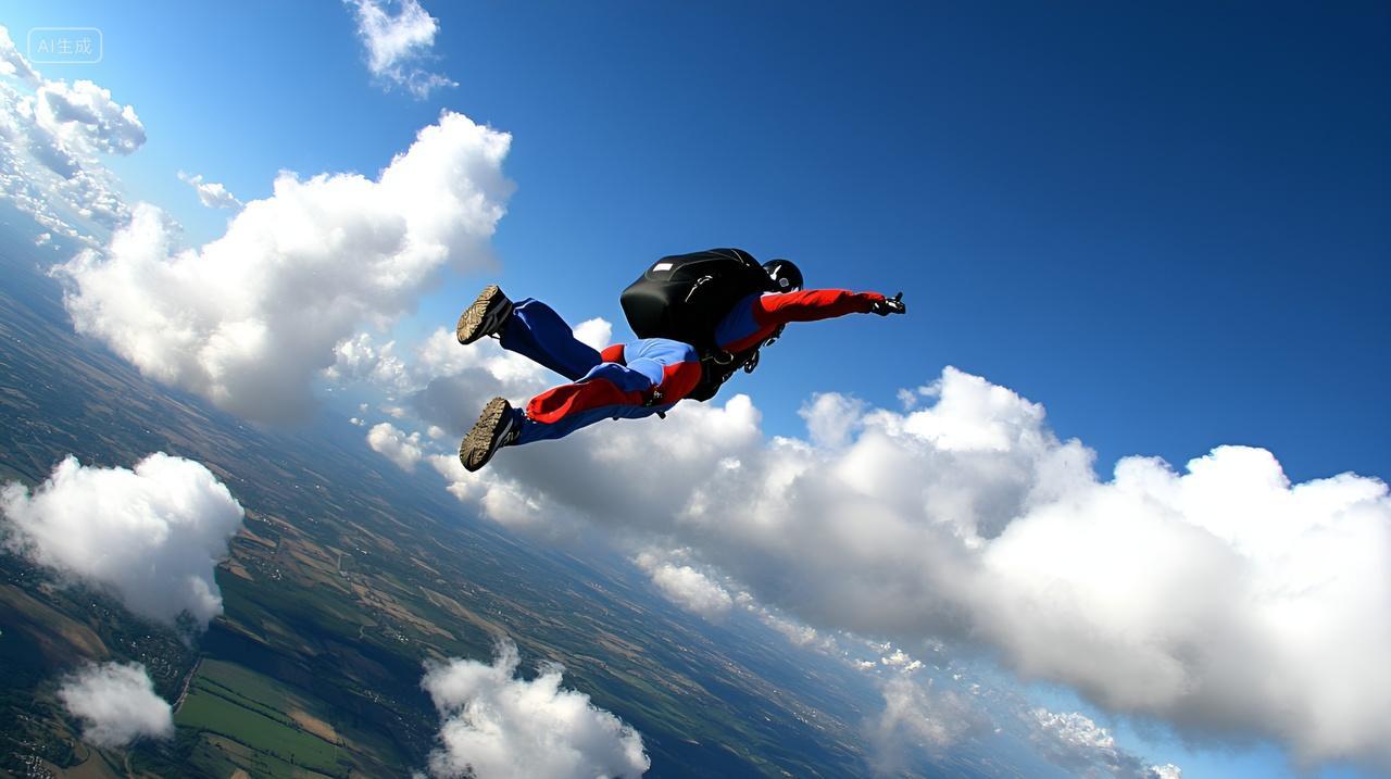 自由落体高空跳伞户外极限运动挑战滑翔伞