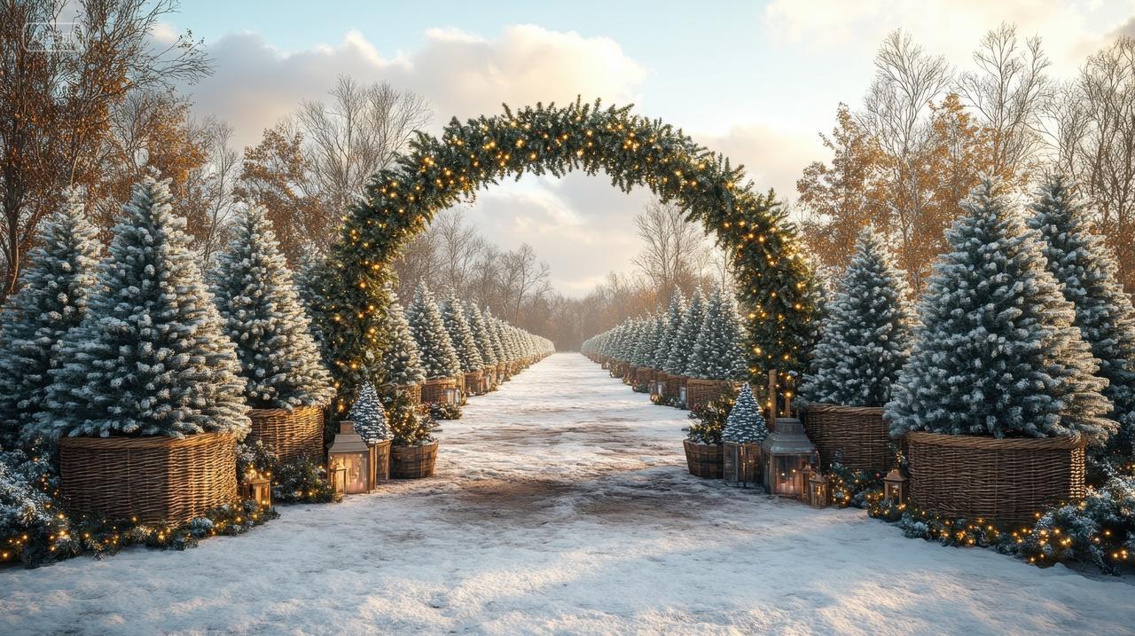 圣诞节氛围花园景色