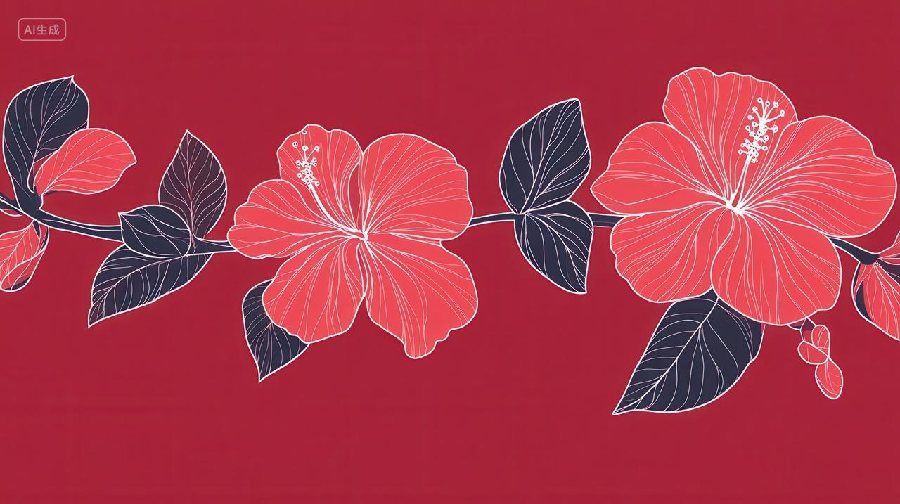 简约红色花朵背景图案