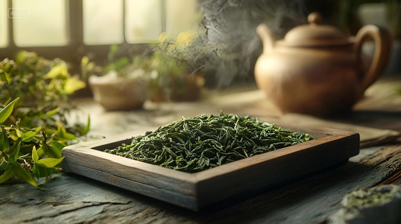 新鲜茶叶背景茶叶背景茶叶品牌宣传茶文化推广茶产品广告