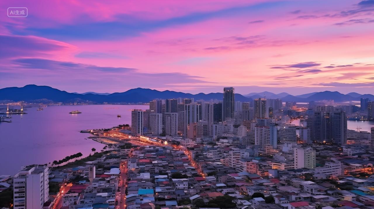 厦门晚霞城市建筑旅行旅游城市宣传