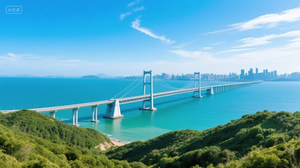 跨海大桥海滨城市现代交通基建工程背景