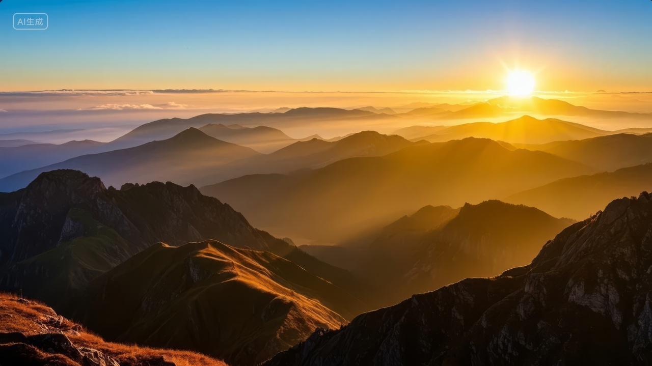 夏至小暑节气日出云海山脉励志企业文化背景