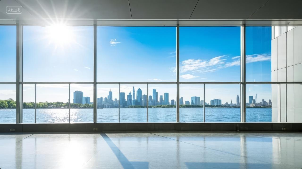 夏至小暑节气现代办公室城市天际线商务背景