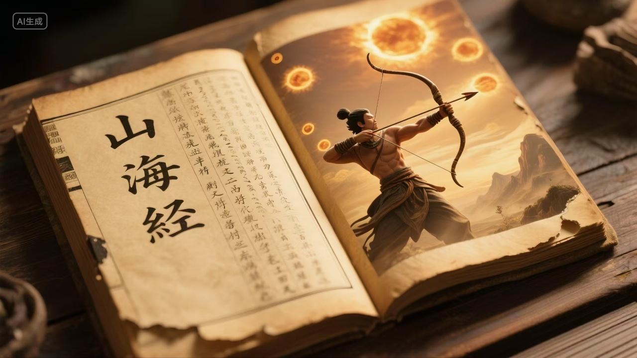 古书上后羿射日的图