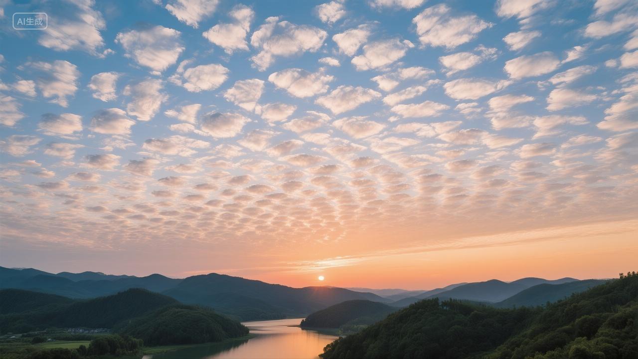 天空白色的鱼鳞高积云自然风景