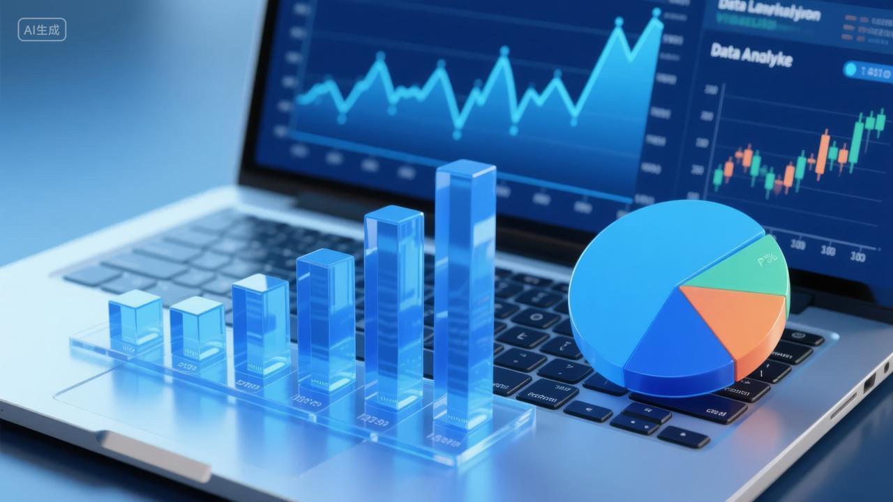 商业金融数据分析图表笔记本电脑科技背景