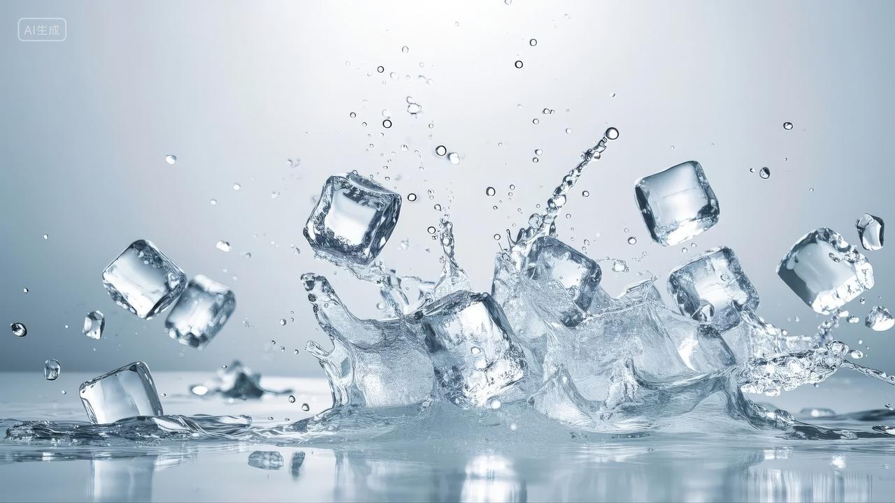 夏至节气冰块飞溅清凉解暑饮料广告背景