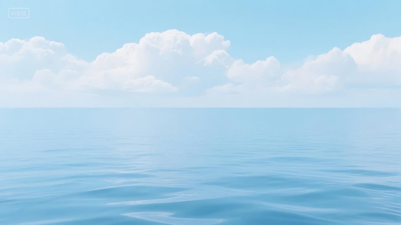 宁静海平面蓝天白云简约禅意冥想背景图