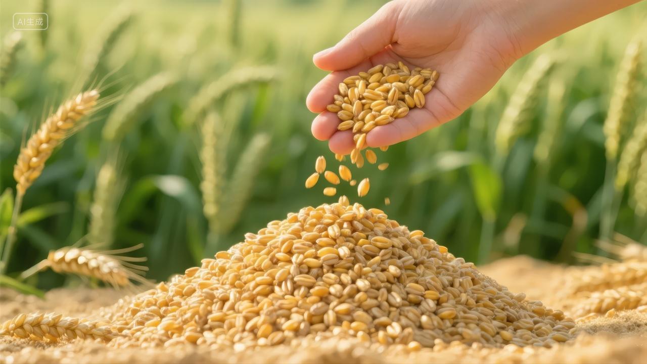 世界粮食日手捧小麦丰收农业粮食安全背景