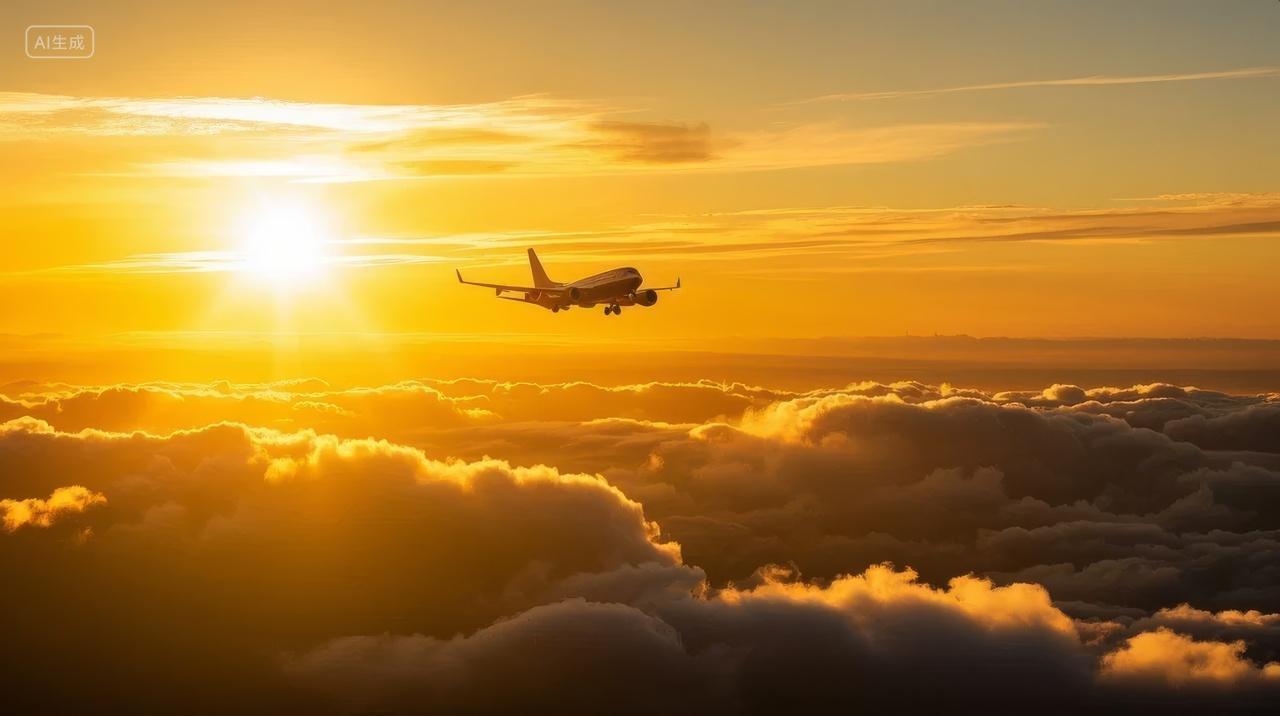 飞机云海飞行日出航空背景图壁纸