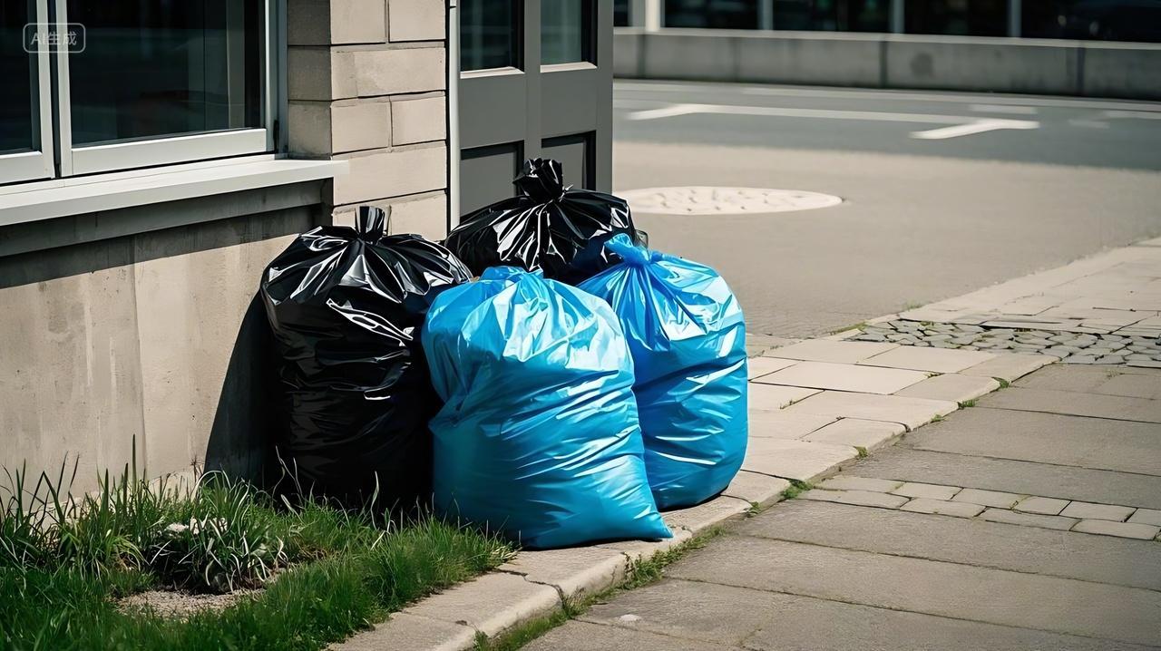 垃圾分类垃圾袋环保保护环境环保垃圾分类一堆垃圾袋AI