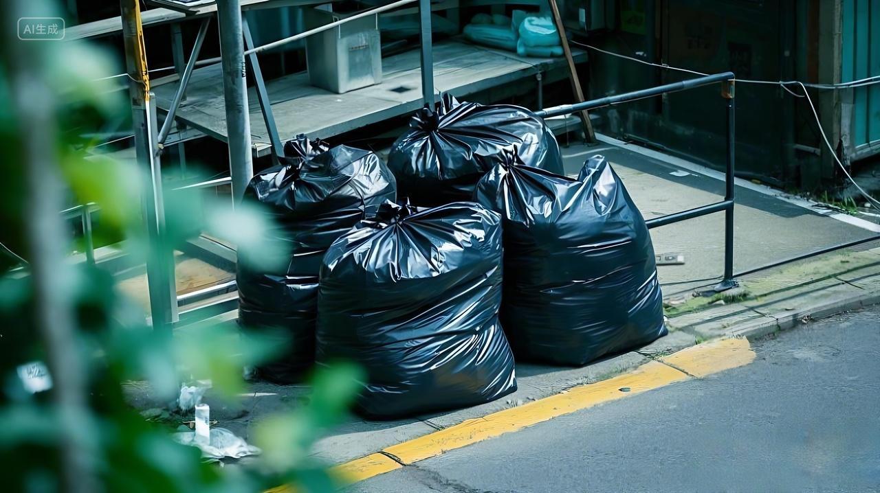 垃圾分类垃圾袋环保保护环境环保垃圾分类一堆垃圾袋AI