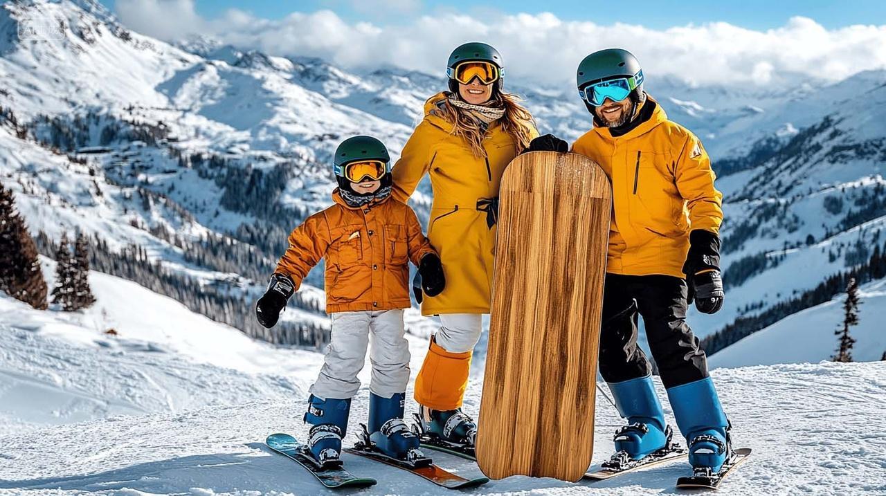 运动体育项目一家人参加滑雪运动会滑雪比赛AI