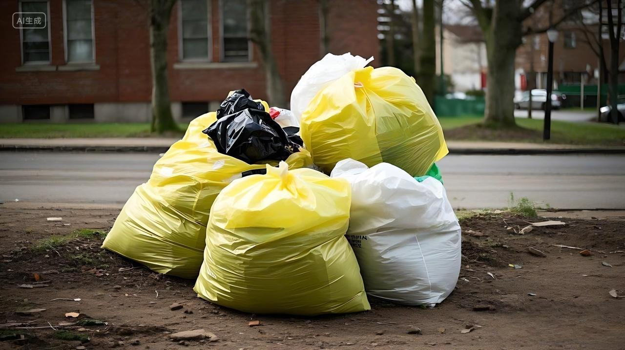 垃圾分类垃圾袋环保保护环境环保垃圾分类一堆垃圾袋AI