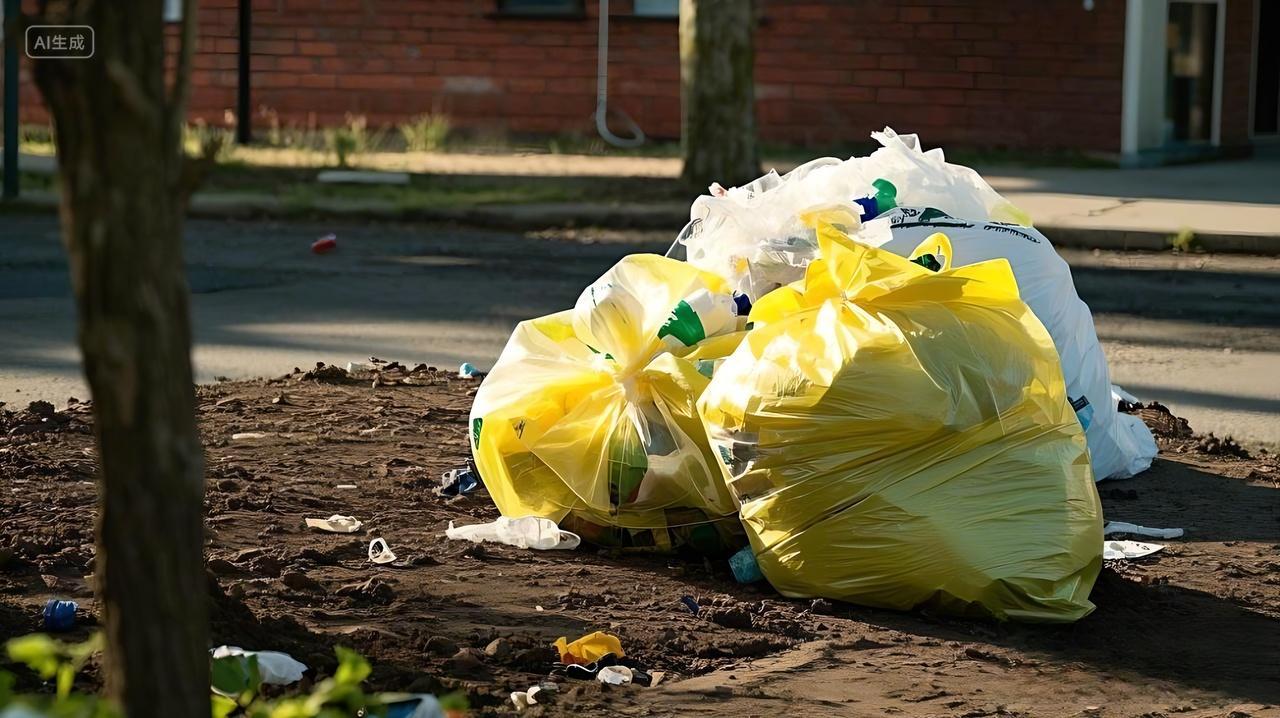 垃圾分类垃圾袋环保保护环境环保垃圾分类一堆垃圾袋AI