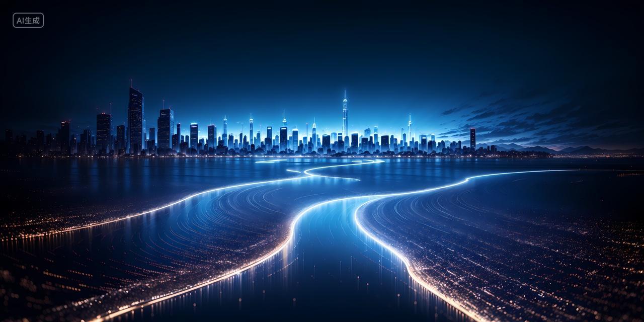 科技风高楼大厦炫光线条城市街道剪影场景图