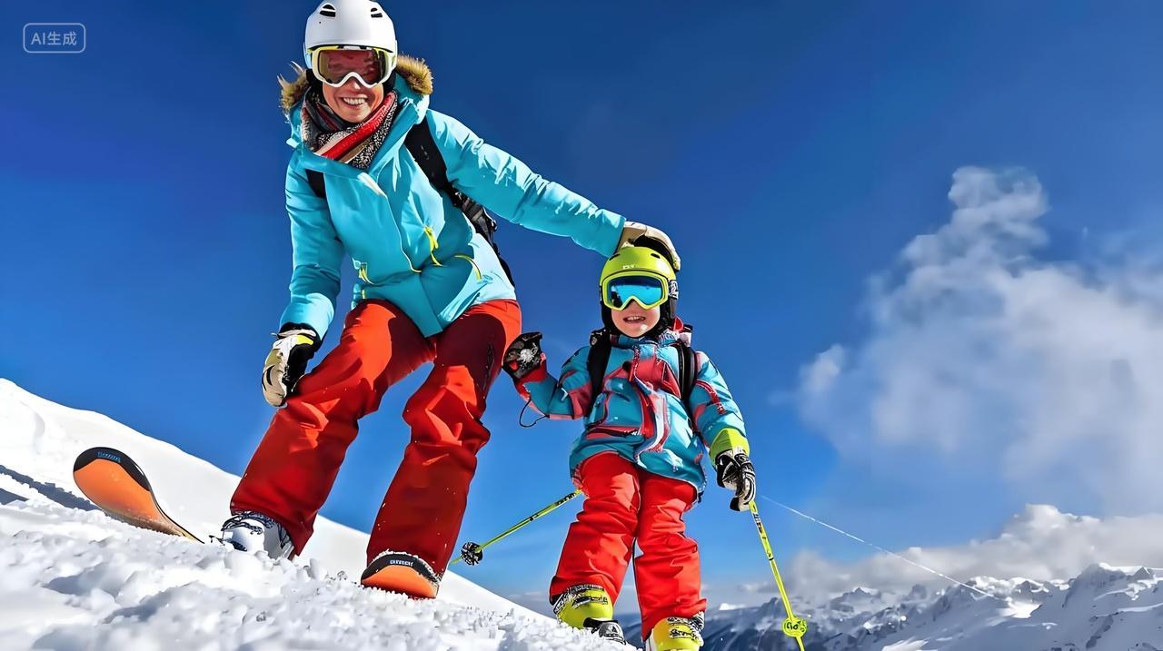 运动体育项目2个人准备进行滑雪运动AI