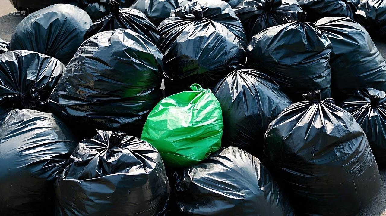 垃圾分类垃圾袋环保保护环境环保垃圾分类一堆垃圾袋AI