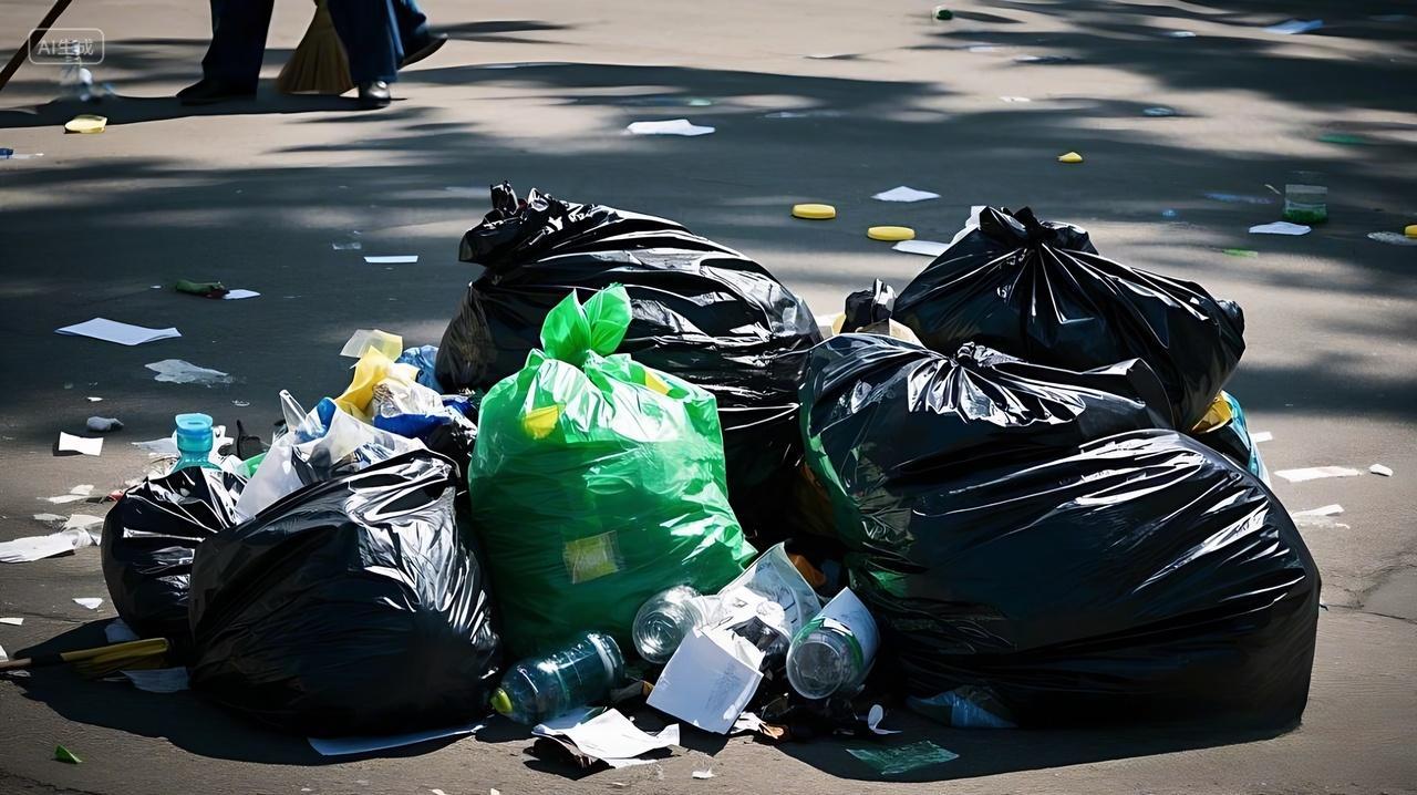 垃圾分类垃圾袋环保保护环境环保垃圾分类一堆垃圾袋AI