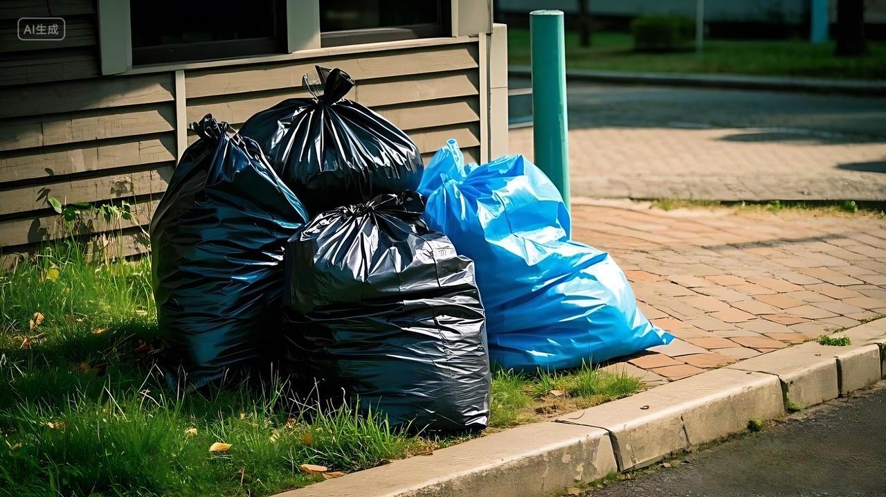 垃圾分类垃圾袋环保保护环境环保垃圾分类一堆垃圾袋AI