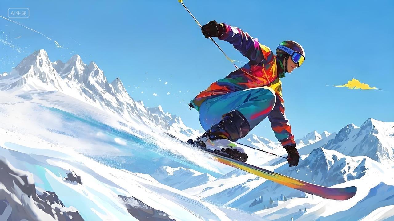 运动体育项目滑雪运动会滑雪比赛人物AI