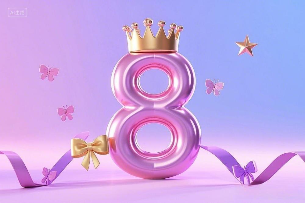 数字8创意数字3D粉色数字8