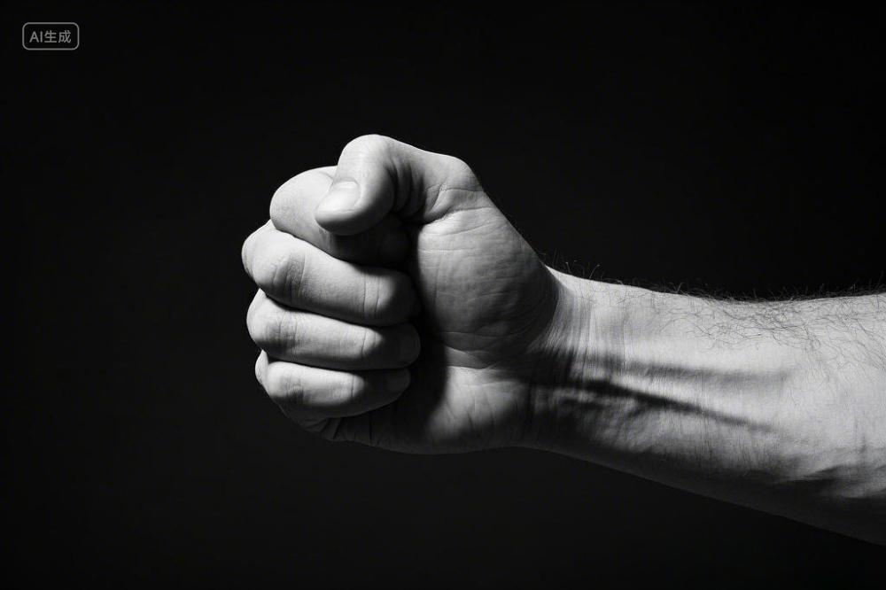 励志一只紧握的拳头象征力量决心抗争315权益图消费者权益日