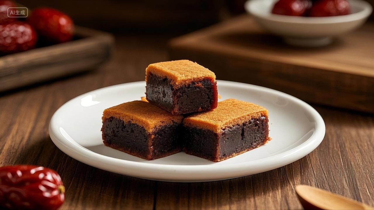 一盘枣泥糕点香甜味美美食美味零食零嘴甜点甜品小吃中华传统美食糕点