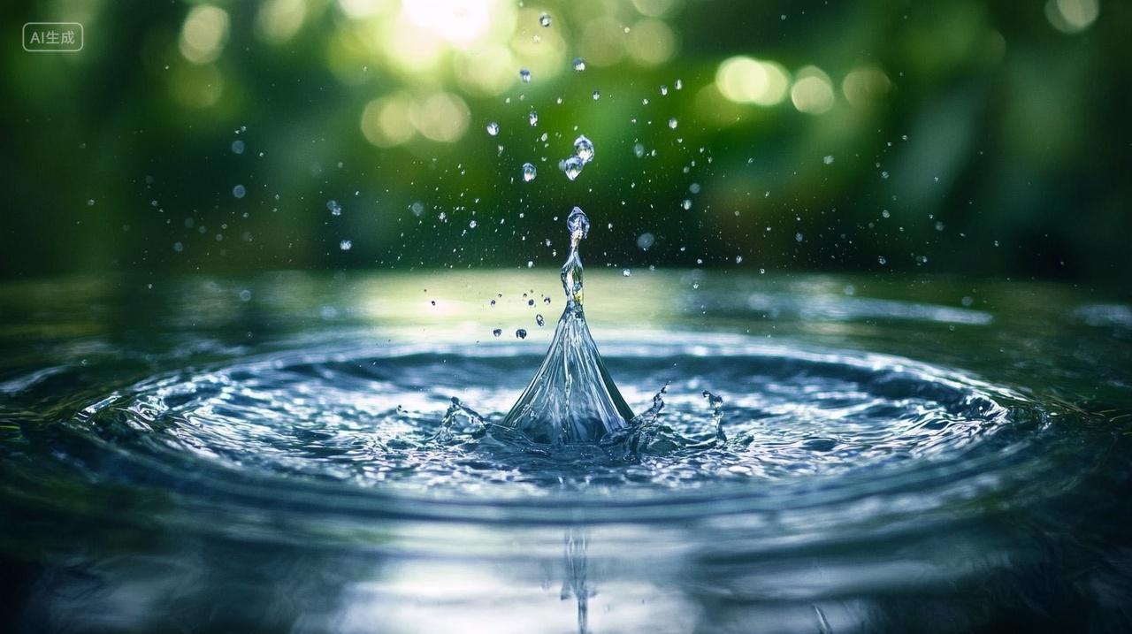 抽象艺术水滴慢镜头溅起水面水花四溅热爱保护水资源