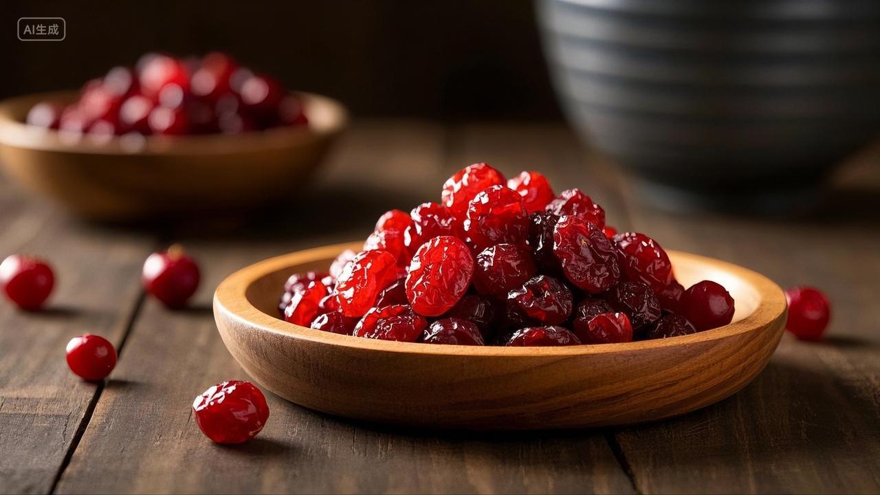 一盘蔓越莓干水果干美食美味水果甜品甜点零嘴零食