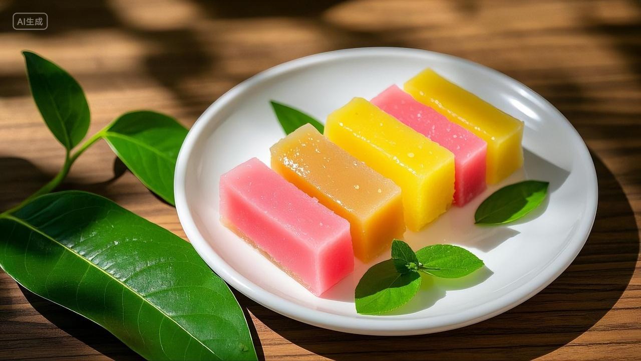 彩色马蹄糕美食零食美味糕点甜点小吃美食食品零嘴糕点