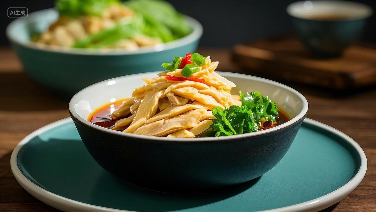 一碗麻油鸡丝美味鸡丝鸡肉美食爽品轻脂减肥麻辣鸡丝鸡胸肉减脂中餐厅凉菜前菜美食