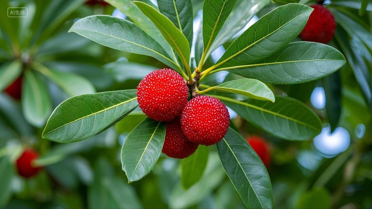 长在树上的杨莓水果香甜生鲜零食美食美味