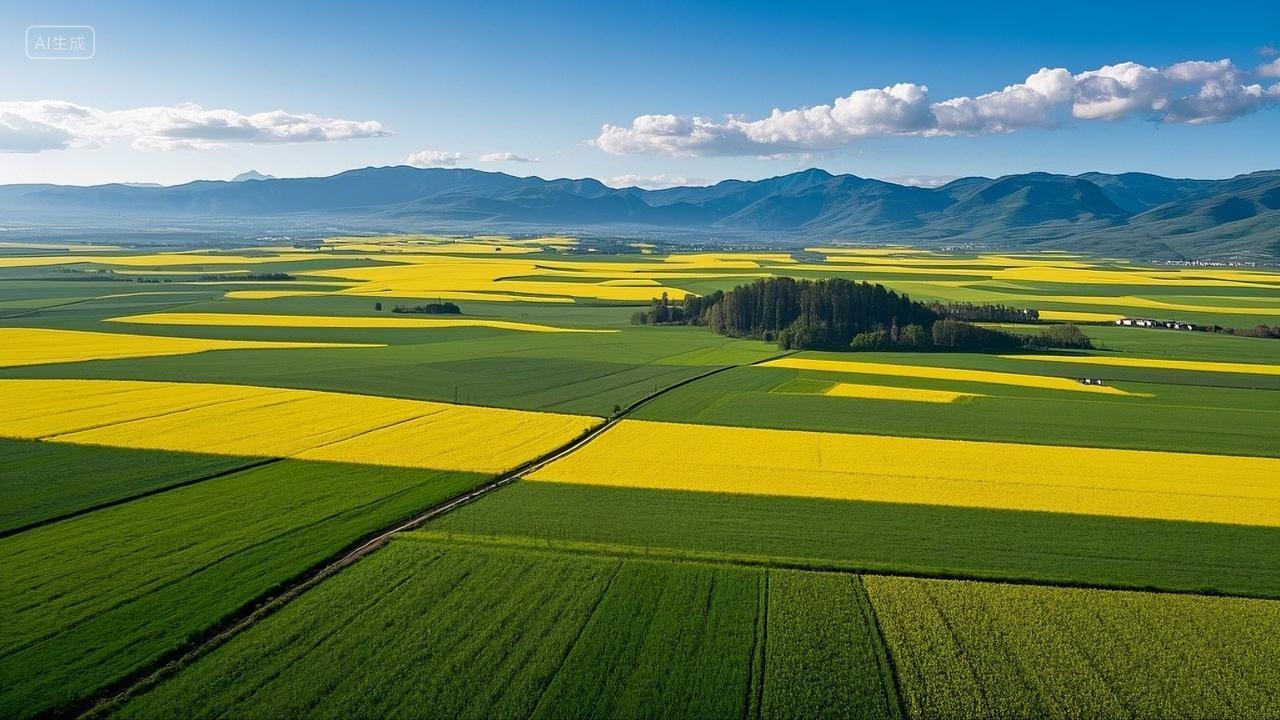 风景田园风光油菜花田乡村田野