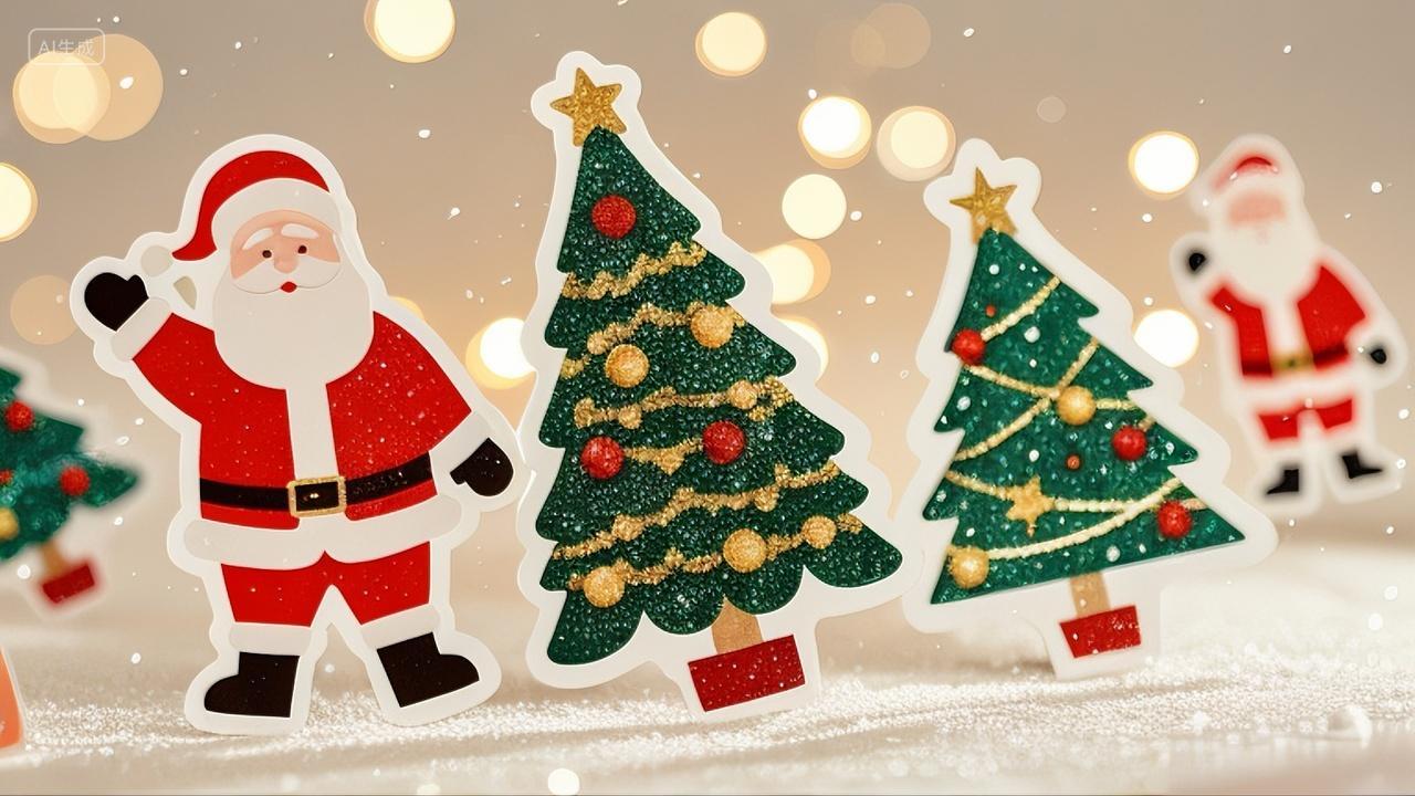 圣诞节贴纸圣诞素材圣诞小装饰圣诞卡纸淘宝商品详情页展示图