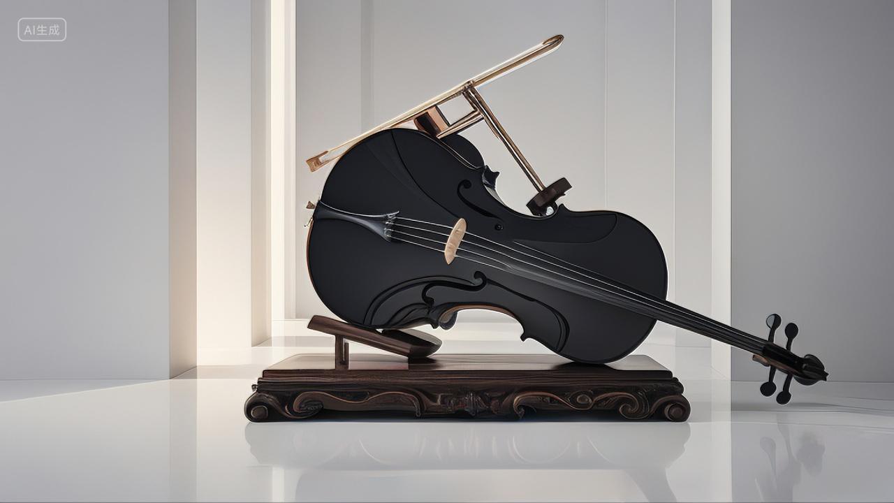 现代乐器黑色大提琴古典高雅高级乐器行音乐会演奏