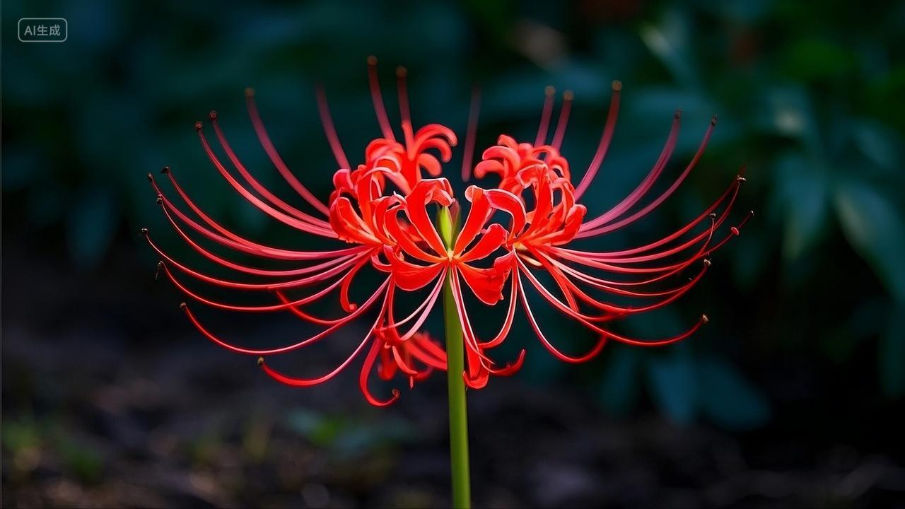 红色彼岸花唯美曼珠沙华彼岸花实拍秋天植物花卉花朵自然摄影