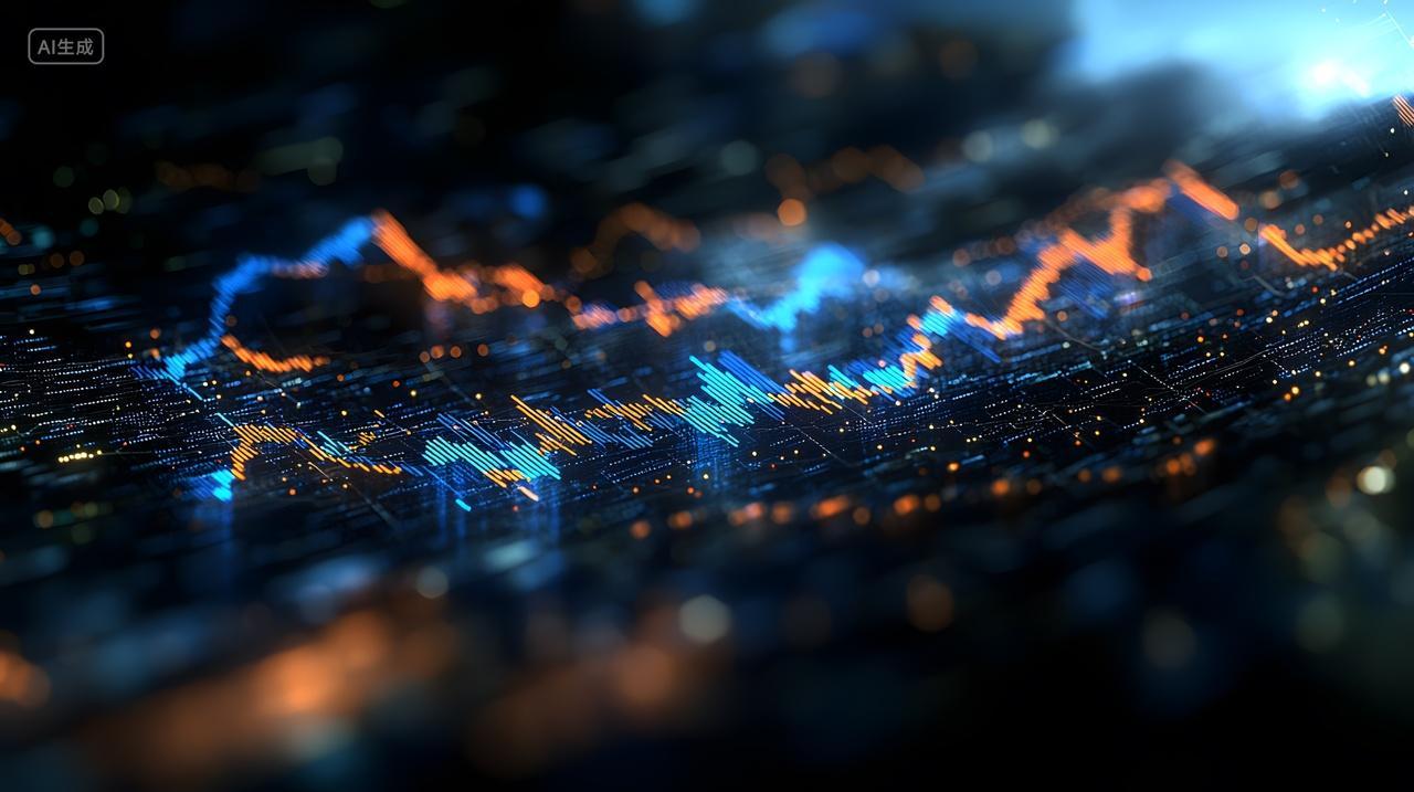 科技感具有蓝色和橙色调抽象数据可视化未来科技图片