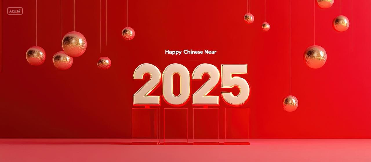 2025年立体金箔艺术数字新年跨年元旦节红色