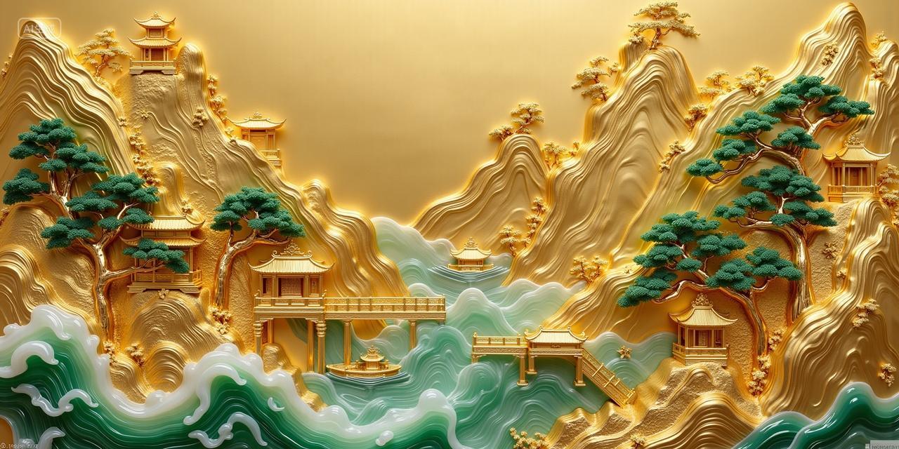 金山翠玉山水画客厅装饰画古风新中式卧室客厅挂画轻奢沙发背景墙装饰画