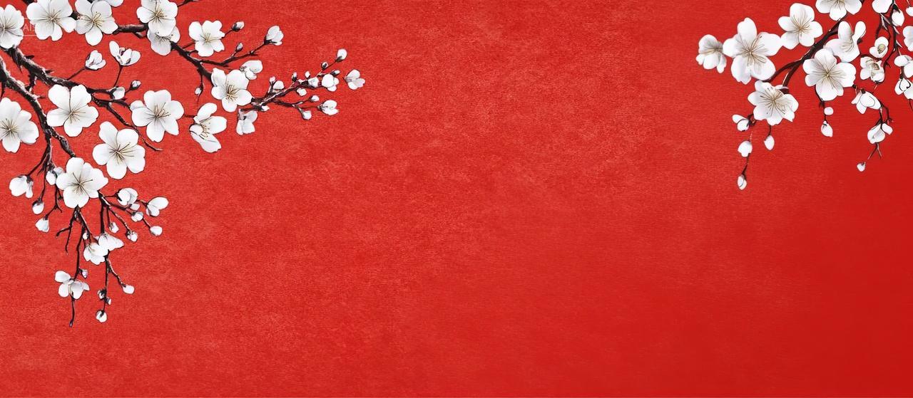 新年春节桃花国潮中国风古风唯美红色背景图